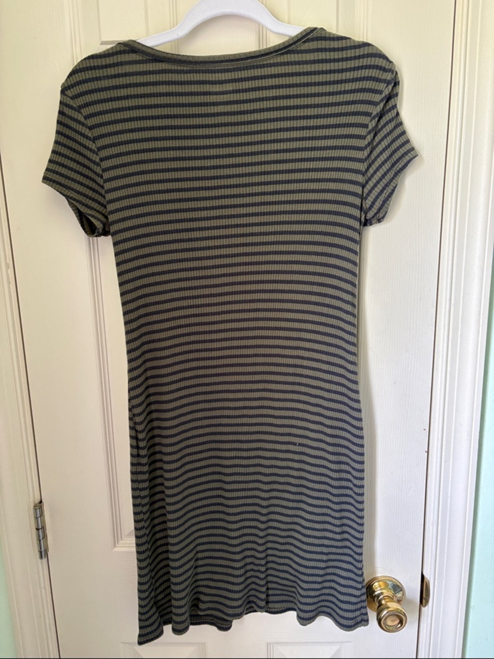 Mossimo Supply Co. Striped Scoop Neck T-Shirt Dress in Olive and Navy - Picture 3 of 4